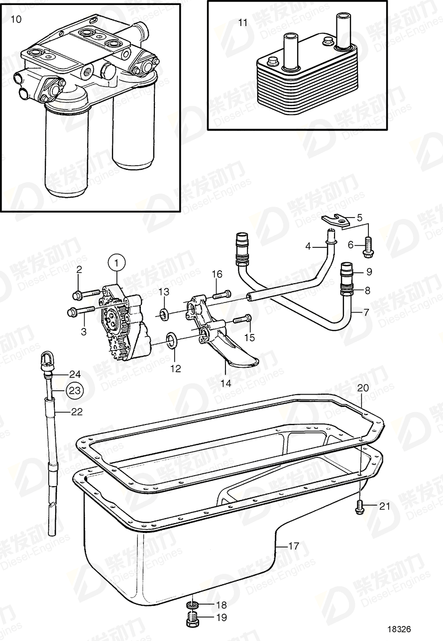 VOLVO Oil pressure pipe 3827022 Drawing